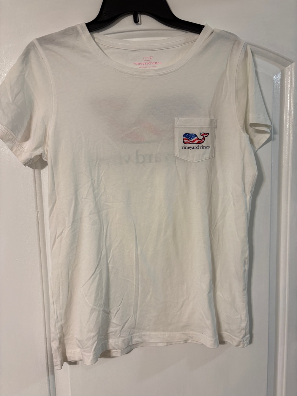 Vineyard Vines White Short-Sleeve Pocket Tee with American Whale